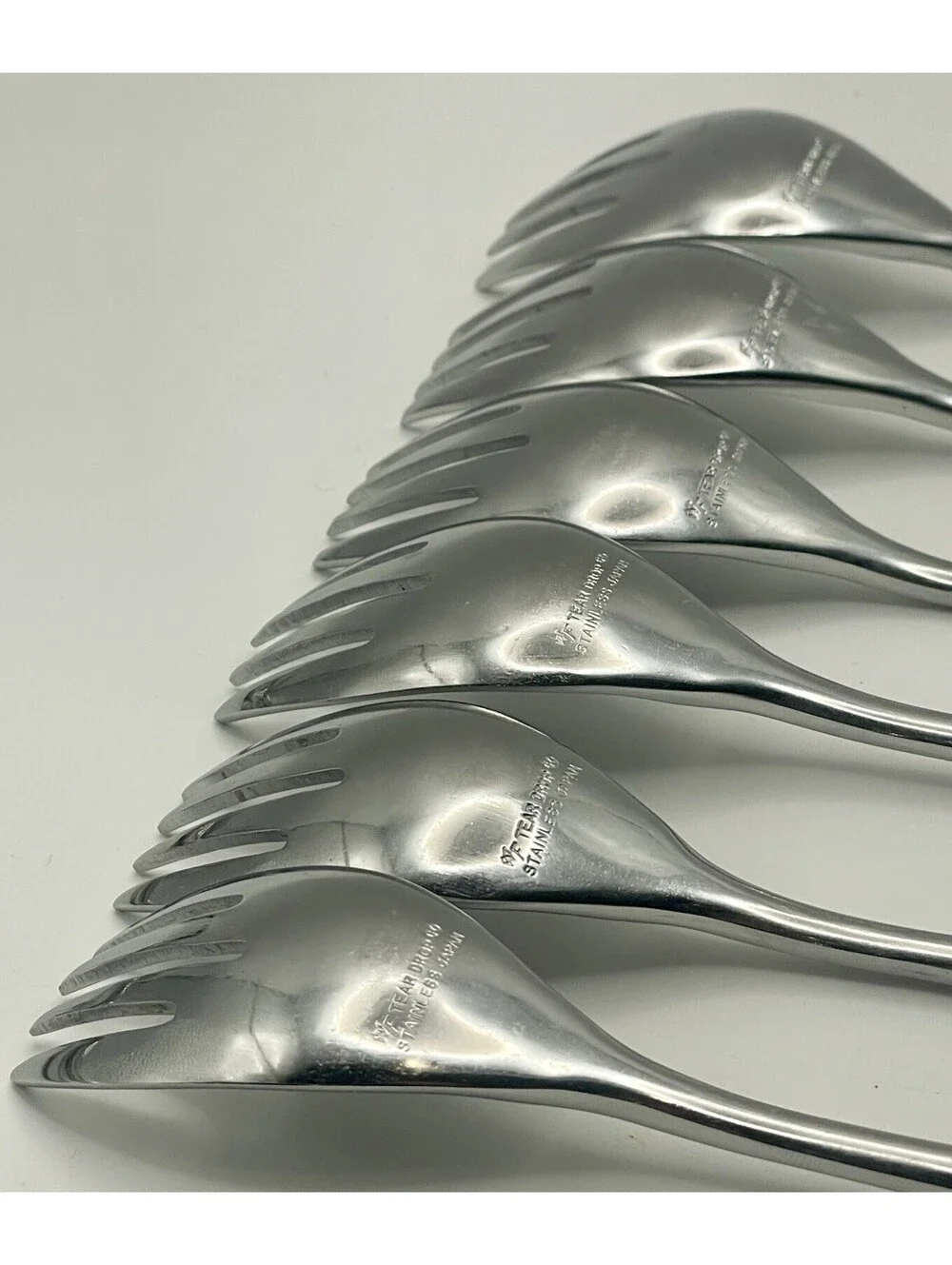 (6) Washington Forge TEARDROP Stainless Japan Salad Fork Lot ~ 6.5”